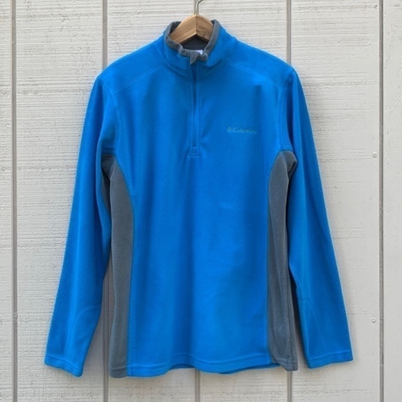COLUMBIA Men's Pine Ridge Half Zip Fleece - Turquoise/Charcoal - Picture 2 of 13